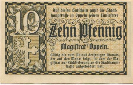 Oppeln (heute: PL-Opole) - Stadt - -- - 10 Pfennig 