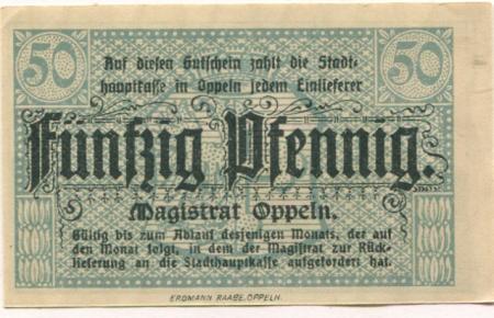 Oppeln (heute: PL-Opole) - Stadt - -- - 50 Pfennig 