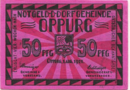 Oppurg - Gemeinde - 1.8.1921 - 50 Pfennig 