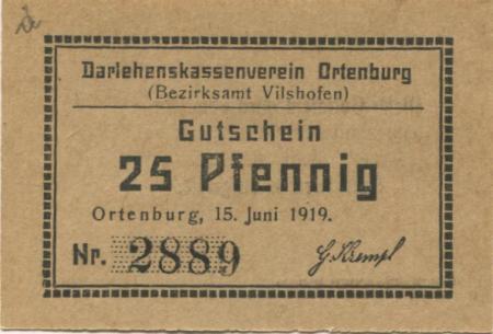 Ortenburg - Darlehenskassenverein - 15.6.1919 - 25 Pfennig 
