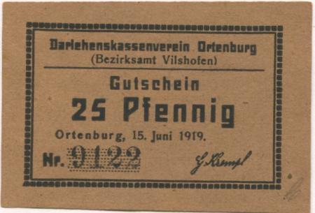 Ortenburg - Darlehenskassenverein - 15.6.1919 - 25 Pfennig 