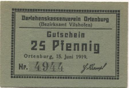 Ortenburg - Darlehenskassenverein - 15.6.1919 - 25 Pfennig 