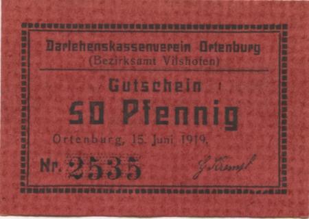 Ortenburg - Darlehenskassenverein - 15.6.1919 - 50 Pfennig 