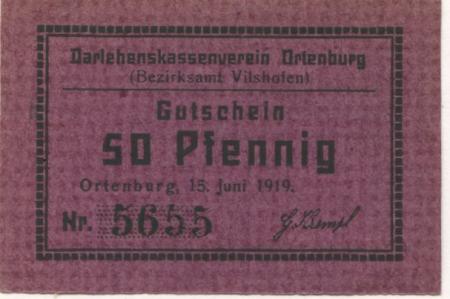 Ortenburg - Darlehenskassenverein - 15.6.1919 - 50 Pfennig 