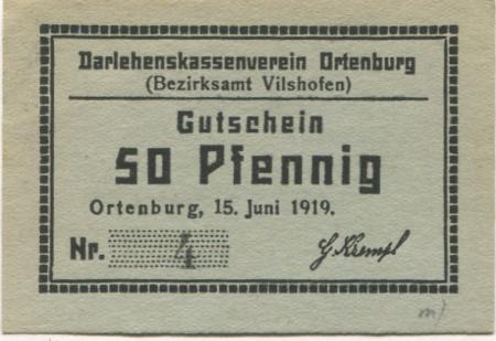 Ortenburg - Darlehenskassenverein - 15.6.1919 - 50 Pfennig 