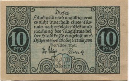 Oschersleben - Stadt - 1.3.1921 - 10 Pfennig 