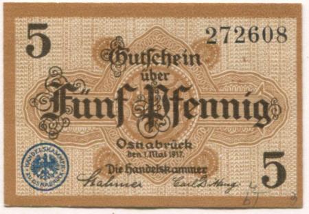 Osnabrück - Handelskammer - 1.5.1917 - 5 Pfennig 