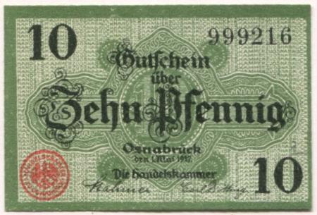 Osnabrück - Handelskammer - 1.5.1917 - 10 Pfennig 