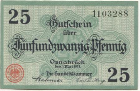 Osnabrück - Handelskammer - 1.5.1917 - 25 Pfennig 