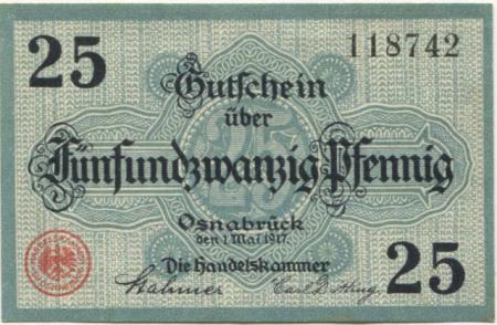 Osnabrück - Handelskammer - 1.5.1917 - 25 Pfennig 