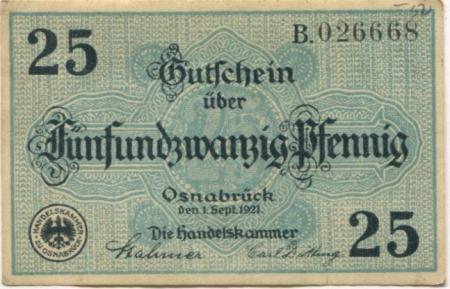 Osnabrück - Handelskammer - 1.9.1921 - 25 Pfennig 