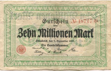 Osnabrück - Handelskammer - 1.9.1923 - 10 Millionen Mark 