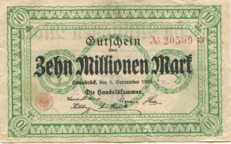 Osnabrück - Handelskammer - 1.9.1923 - 10 Millionen Mark 