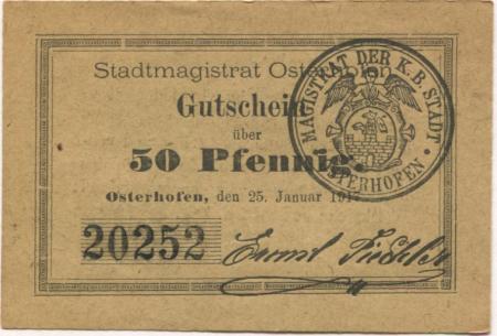 Osterhofen - Stadt - 20.12.1918 - 50 Pfennig 
