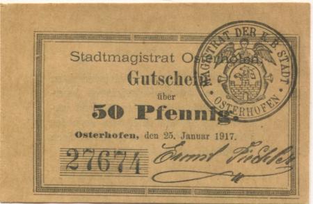 Osterhofen - Stadt - 4.8.1919 - 50 Pfennig 