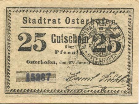 Osterhofen - Stadt - 27.1.1917 - 25 Pfennig 