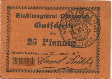 Osterhofen - Stadt - 9.12.1919 - 25 Pfennig 