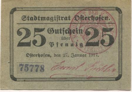Osterhofen - Stadt - 19.3.1921 - 25 Pfennig 