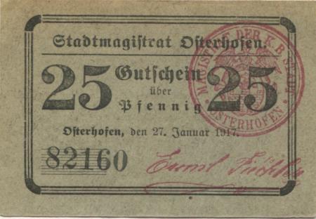 Osterhofen - Stadt - 12.5.1921 - 25 Pfennig 