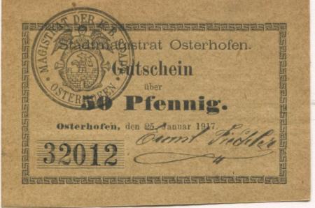 Osterhofen - Stadt - 4.6.1921 - 50 Pfennig 