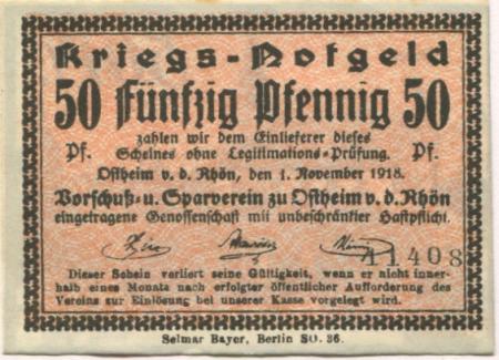 Ostheim - Vorschuss- und Sparverein eGmuH - 1.11.1918 - 50 Pfennig 