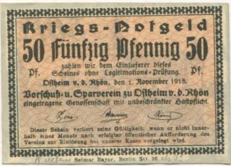 Ostheim - Vorschuss- und Sparverein eGmuH - 1.11.1918 - 50 Pfennig 