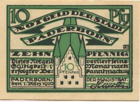 Paderborn - Stadt - 1.3.1920 - 10 Pfennig 