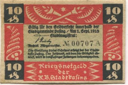 Pasing (heute: München)  - Stadt - 1.9.1918 - 10 Pfennig 