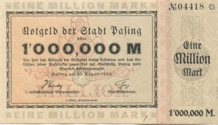 Pasing (heute: München)  - Stadt - 20.8.1923 . 1 Million Mark 