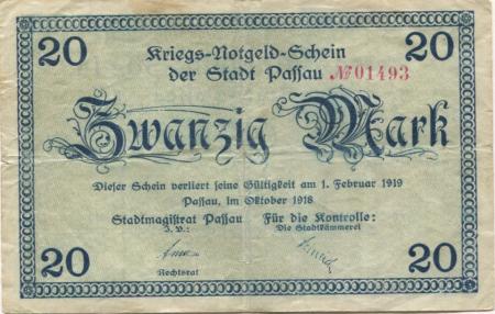 Passau - Stadt - Oktober 1918 - 1.2.1919 - 20 Mark 