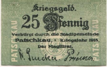 Patschkau (heute: PL-Paczków) - Stadt - 1918 - 25 Pfennig 