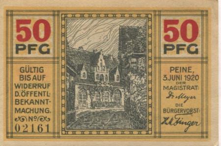 Peine - Stadt - 3.6.1920 - 50 Pfennig 