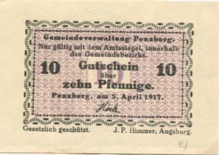 Penzberg - Gemeinde - 5.4.1917 - 10 Pfennig 