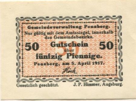 Penzberg - Gemeinde - 5.4.1917 - 50 Pfennig 