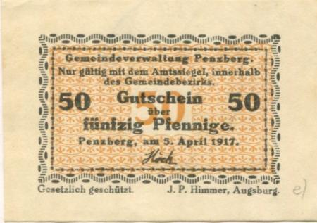 Penzberg - Gemeinde - 5.4.1917 - 50 Pfennig 