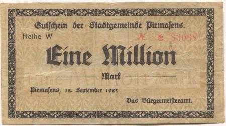 Pirmasens - Stadt - 12.9.1923 - 1 Million Mark 