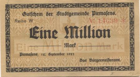 Pirmasens - Stadt - 12.9.1923 - 1 Million Mark 