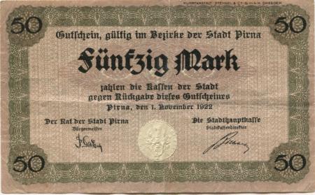 Pirna - Stadt - 1.11.1922 - 50 Mark 
