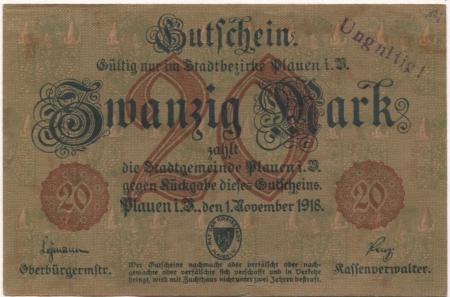 Plauen - Stadt - 1.11.1918 - 20 Mark 