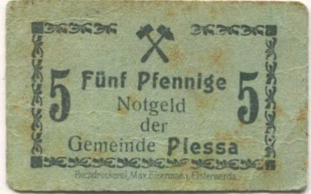 Plessa - Gemeinde - -- - 5 Pfennig 