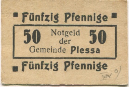 Plessa - Gemeinde - -- - 50 Pfennig 