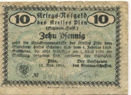 Plön - Kreis - 15.11.1918 - 1.4.1920 - 10 Pfennig 