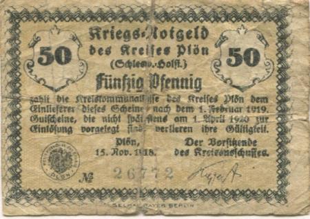Plön - Kreis - 15.11.1918 - 1.4.1920 - 50 Pfennig 