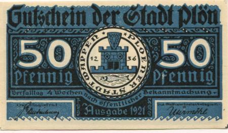 Plön - Stadt - 1921 - 50 Pfennig 