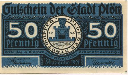 Plön - Stadt - 1921 - 50 Pfennig 