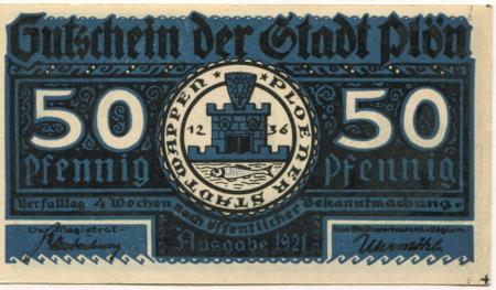 Plön - Stadt - 1921 - 50 Pfennig 