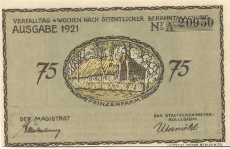 Plön - Stadt - 1921 - 75 Pfennig 