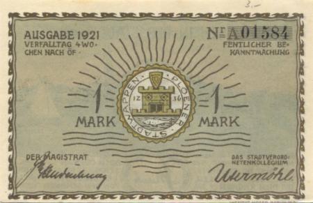 Plön - Stadt - 1921 - 1 Mark 