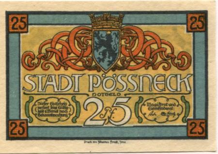 Pößneck - Stadt - -- - 25 Pfennig 