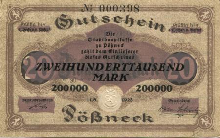Pößneck - Stadt - 11.8.1923 - 200000 Mark 